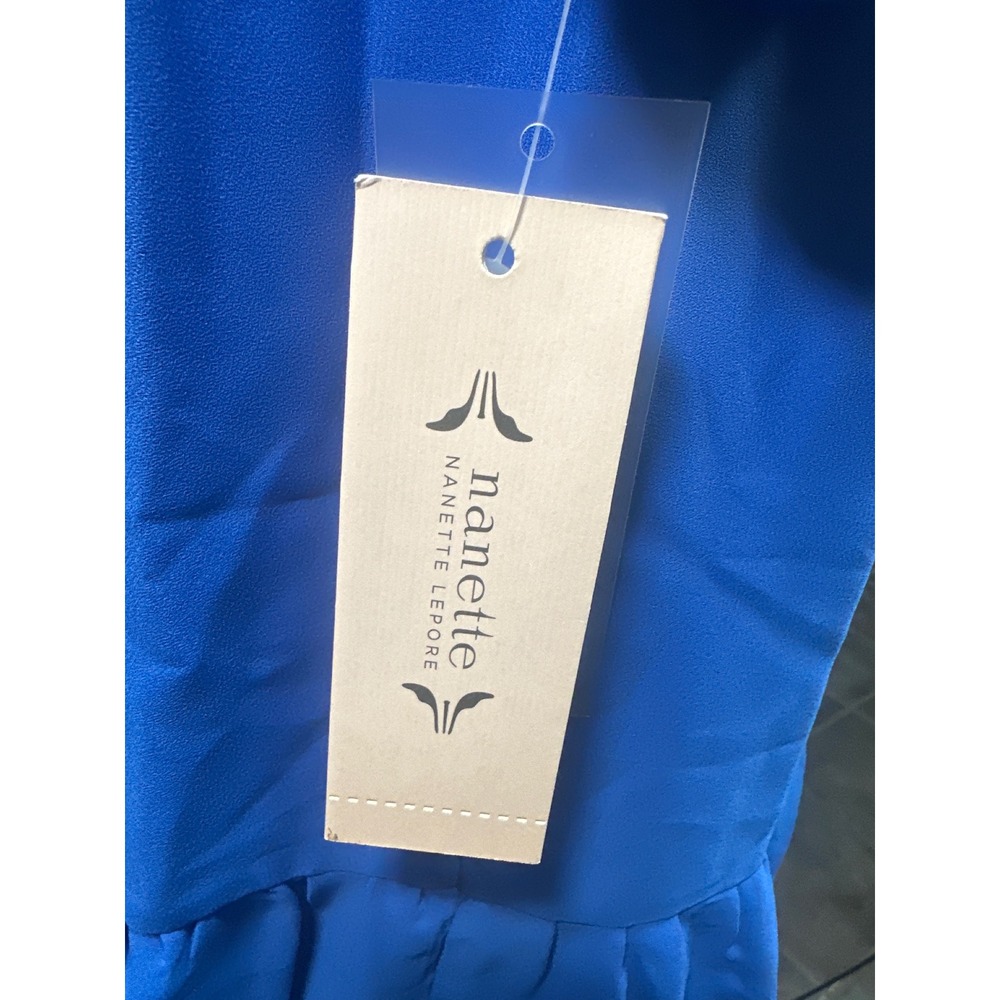 Nanette Nanette Lepore Cobalt Blue Smocked Midi Dress Puff Sleeve Size 8 - Picture 4 of 5